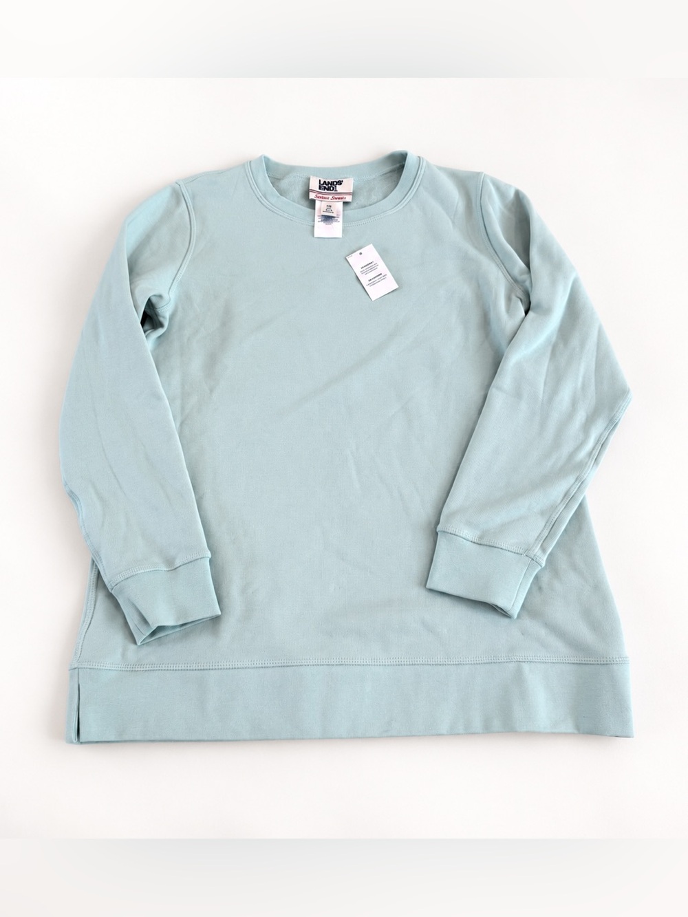 Lands' End Women’s Small Long Sleeve Cozy Crewneck Sweatshirt in Pale Blue nwt